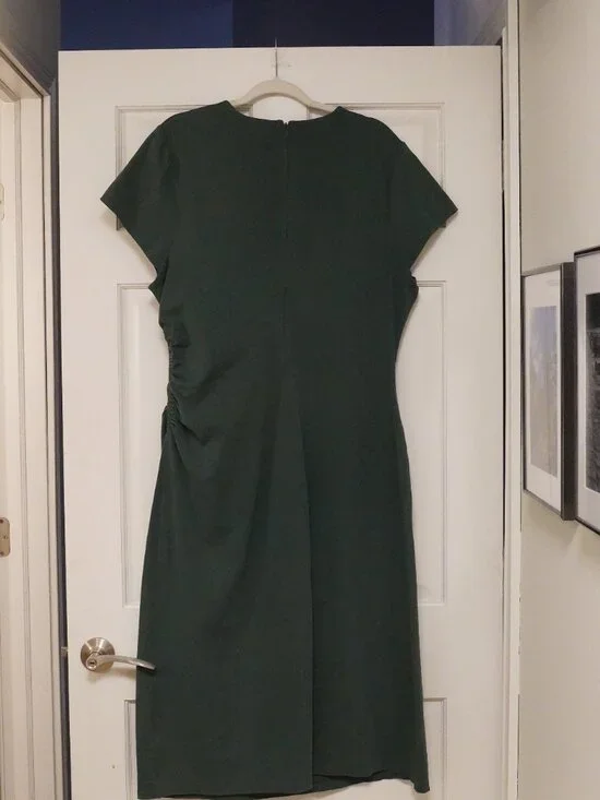 Boden Green Sheath Dress US 20-22R Ruched Side Short Sleeve - Picture 4 of 4